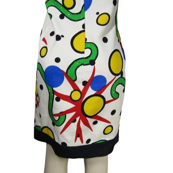VTG 80s 90s GILLIAN Abstract SILK POP ART Atomic Mod Artsy Geometric Dress M - Picture 7 of 10